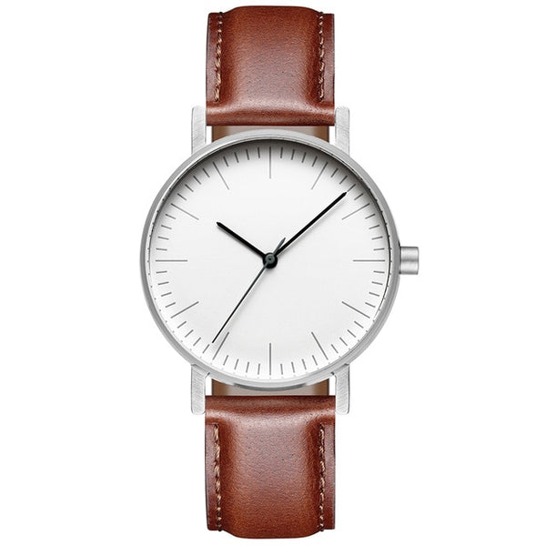 Minimalist Watch | Brown Genuine Leather Strap | 36mm Wrist